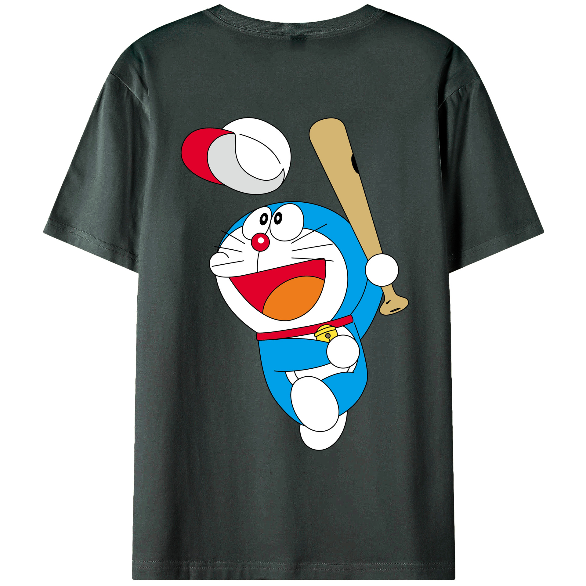 （画像用） ドラえもん Doraemon 綿100％ メンズ半袖Tシャツ（バックプリント） 通気性